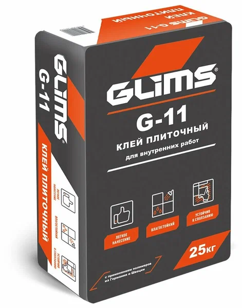 Плиточный клей GLIMS G-11  25 кг, цена - купить в интернет-магазине в Москве и МО.!